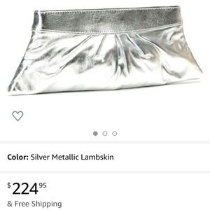 Silver Metallic Clutch Bag by Lauren Merkin